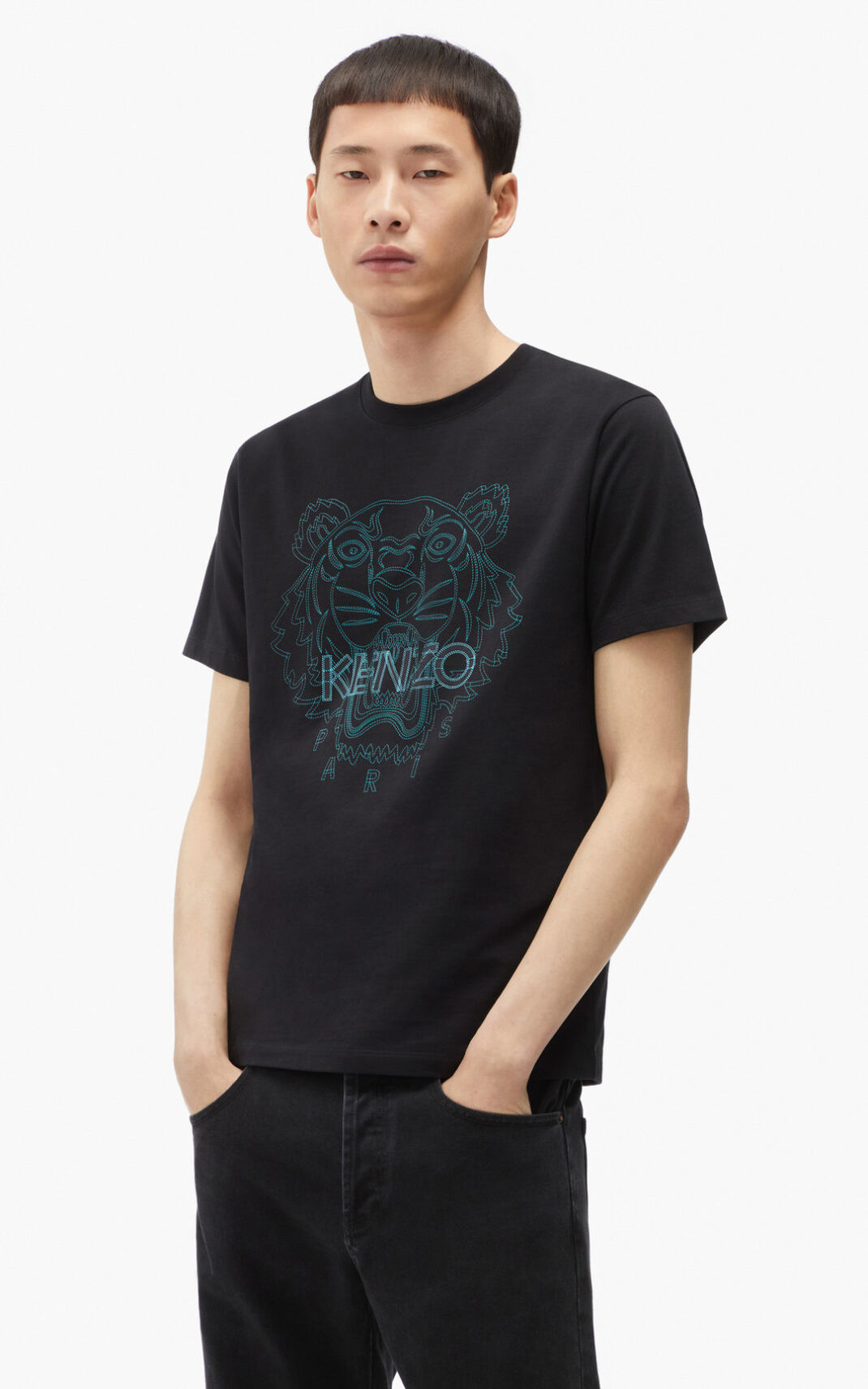 T Shirt Kenzo Tiger Homme Noir | AVLQ-97021